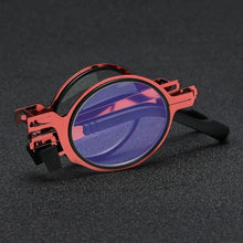 将图片加载到图库查看器,Small Metal Round Folding Reading Glasses Retro Circle Blue Light Computer Grade Glasses Narrow Eyeglasses Frame And Anti Glare Reading Glasses Foldable Computer Reading Glasses For Men +3.5