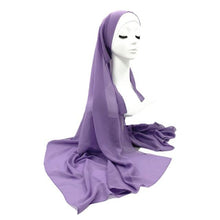 将图片加载到图库查看器,Plain Colorful Soft Lightweight Chiffon Elegant Hijab Scarf With Bandage Non-Slip Chiffon Echarpe Elegant Breathable Islam Long Hijabs Headband Fashion Turban Headwrap For Women
