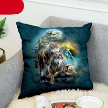 Load image into Gallery viewer, Animal Wolf 3D Printed Pillow Case Polyester Decorative Full Moon Zippered Pillow Cases Soft Confortable Pillowcases Throw Pillow Cover Double Sided Printing Style 45cm X 45cm
