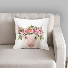 将图片加载到图库查看器,Cute Baby Animals Pattern Pillow Case Cotton Linen Cushion Cover for Home Sofa Pillow Covers, Cushion Covers Tiger Bunny Rabbit Horse Sheep Bear With Head Flowers Decorative Velvet Pillow Covers 45X45CM