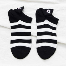 将图片加载到图库查看器,Black And White Embroidery Female Tide Socks Shallow Mouth Summer Cartoon Cow Cute Fashion Boat Socks Unisex Men And Women Cotton Ankle Socks