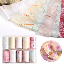 将图片加载到图库查看器,Nail Foils Marble Flower Series Iridescent Nail Art Transfer Sticker Paper Slider Nail Water Decal Design Manicures Decorations Art Manicures Decoration New Gold Nail Transfer Foils for Nail Arts Nails Supply Holographic Effect Nail Art Foil Stickers Hol