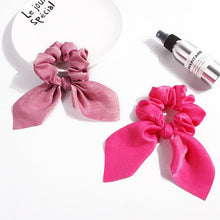 将图片加载到图库查看器,Pure Color Elastic Hair Band Rabbit Ear Bow Pearl Hair Rope Satin Ponytail Scrunchie Bobbles Elastic Hair Ties Ropes Ponytail Holder Accessories for Women And Girls
