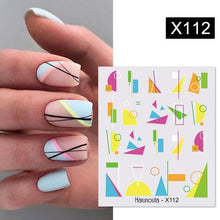 将图片加载到图库查看器,Cool Geometrics Pattern Water Decals Stickers Flower Leaves Slider For Nails Spring Summer Nail Art Decoration Tattoos Women Nail Art Stickers Water Transfer Decals Design Nail Art Supplies Manicure Acrylic Nail Foil Stencils Decorations