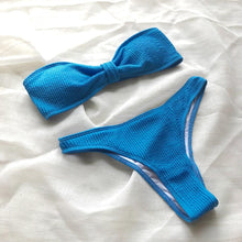 Load image into Gallery viewer, Bikinis Swimsuit Women Push Up Bikini Set Female Swimwear Women's Strapless Solid Color 2 Pieces Bathing Suit Swimsuit Swimsuits Off Shoulder High Waist Bathing Suit High Cut Swimwear For Summer
