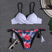 Load image into Gallery viewer, Halter Bikini Bandage Swimsuit Solid Swimwear Sport Liquid Metallic Shiny String Bikini 2 Piece Swimsuit Set Women Shiny Bikini Set Bathing Suit Push Up Two-piece Suit