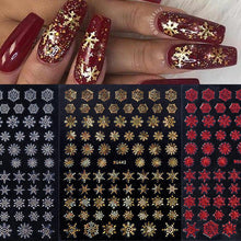 Load image into Gallery viewer, Sparkly Gold Bronzing Christmas 3D Snowflake Nail Stickers Colorful Sliver Glitter Xmas Elk Deer Socks Transfer Foil For Nails Snowflake Nail Art Stickers Decals Christmas Nail 3D Self Adhesive Nail Stickers for Acrylic Nails Snowflake Winter Slider