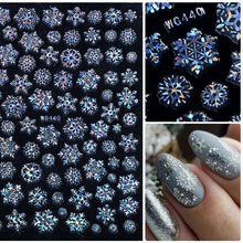 Load image into Gallery viewer, Sparkly Gold Bronzing Christmas 3D Snowflake Nail Stickers Colorful Sliver Glitter Xmas Elk Deer Socks Transfer Foil For Nails Snowflake Nail Art Stickers Decals Christmas Nail 3D Self Adhesive Nail Stickers for Acrylic Nails Snowflake Winter Slider