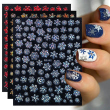 Load image into Gallery viewer, Sparkly Gold Bronzing Christmas 3D Snowflake Nail Stickers Colorful Sliver Glitter Xmas Elk Deer Socks Transfer Foil For Nails Snowflake Nail Art Stickers Decals Christmas Nail 3D Self Adhesive Nail Stickers for Acrylic Nails Snowflake Winter Slider