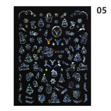 Load image into Gallery viewer, Sparkly Gold Bronzing Christmas 3D Snowflake Nail Stickers Colorful Sliver Glitter Xmas Elk Deer Socks Transfer Foil For Nails Snowflake Nail Art Stickers Decals Christmas Nail 3D Self Adhesive Nail Stickers for Acrylic Nails Snowflake Winter Slider