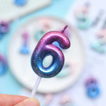 Load image into Gallery viewer, 1pcs Starry Sky Candles Birthday Cake Decoration Gradient Party Cake Decor Candles Happy Birthday Number Candles for Cake Topper Decoration for Party