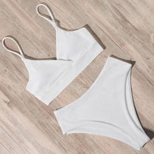 将图片加载到图库查看器,Swimwear Women Ribbed Bathing Suit Female Push Up Bikini Set Women's Bathing Suit Lace up Bikini Ribbed Two Piece Swimsuit Beachwear High Waist Bikini Women's Swimsuit