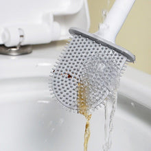 将图片加载到图库查看器,Wall-Mounted Silicone Toilet Brush Wash Toilet Accessories With Holder Soft Bristles Brushes Set Bathroom Cleaning Tool Toilet Brush Set Silicone Toilet Brush With Holder Wall Mounted With Toilet Bowl Brush And Holder Bendable Brush Head Holder