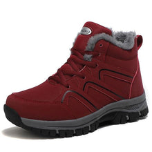 将图片加载到图库查看器,Winter Womens Mens Boots Plush Leather Waterproof Climbing Hunting Shoes Unisex Lace-up Outdoor Warm Hiking Boot Warm Ankle Cushionable Non-Slip Fashion Booties For Outdoor Walking
