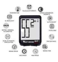 将图片加载到图库查看器,Wireless Wired Bike Computer Backlight Speedometer Odometer Rainproof Cycling Stopwatch Road Bicycle Computer Multifunction With Extra Large LCD Backlight Display Waterproof Design