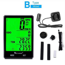 将图片加载到图库查看器,Wireless Wired Bike Computer Backlight Speedometer Odometer Rainproof Cycling Stopwatch Road Bicycle Computer Multifunction With Extra Large LCD Backlight Display Waterproof Design