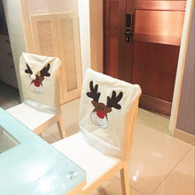 将图片加载到图库查看器,Christmas Hat Chair Cover Xmas Santa Claus Deer Elk Dining Chair Covers for Kitchen Placemat Dining Seat Christmas Home Decor r Back Cover Removable Washable Chair Protector Cover For Kitchen Dining Room Chairs and Living Room 50x60cm