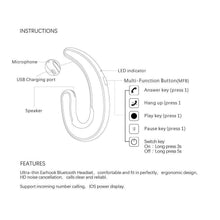 Load image into Gallery viewer, Exquisite Headphone Bluetooth Headset Single Noise Cancelling Ambient Sound Earphone Wireless Bluetooth Earbuds Office Over Ear Headphones Handsfree Business Bone Conduction Earphones Comfortable Secure Fit Headphones With Mic