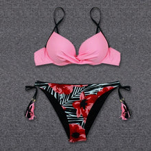 Load image into Gallery viewer, Push Up Bikini Floral Print Swimsuit Swimwear Women Bathing Suit Bikinis Set Brazilian Beach Female Wear Women's Bikini Swimsuits Floral Printed Bathing Suits for Women 2 Piece Bikini