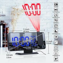 Load image into Gallery viewer, LED Digital Alarm Clock Projection Clock Radios Loud Ceiling Alarm Clock for Heavy Sleepers Snooze Dual Clock Bedside Dimmer with USB Charger Digital LED Clock FM Radio Table Electronic Desktop Clocks USB Wake Up FM Radio Time Projector Snooze Function
