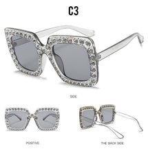 Load image into Gallery viewer, Oversized Sunglasses Square Diamond Sunglasses Women Retro Sunglasses Luxury & Diamond Square Shape Sunglasses For Women Branded Attractive Any Size Crystal Sun Glasses For Ladies Gradient Classic Mirror & Decent Shades