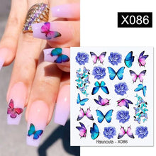 将图片加载到图库查看器,Blue Marble Water Decal Sticker Wave Line Flower Leaf Tree Summer Slider Decor For Manicuring Nail Art Watermarks Curve Graffiti Nail Design for Acrylic Nail Supplies Designer Nail Decorations for Women Girls Kids