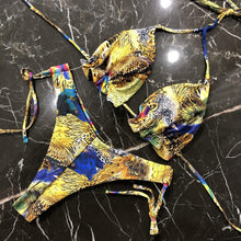 将图片加载到图库查看器,Popular Women's Beachwear Bikini Set Swimwear Push-Up Padded Swimsuit Floral Bikini Set Low Rise Ruffled Two Pieces Swimsuit Push Up Bathing Suit Swimwear