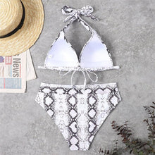 Load image into Gallery viewer, Push Up Bikini New Two Piece Swimsuit Women High Waist Black Pink Bikinis Set Women's Halter Padded Top Push Up Bikini Set Two Piece Swimsuits Bathing Suits Beachwear Swimwear Beachwear Bathing Suit