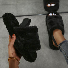 Load image into Gallery viewer, New Shallow Flats Slippers Warm Women Casual Winter Short Plush Home Cotton Fashion Dress Flip Flops Open Toe Slide Slippers Cozy Memory Foam House Shoes