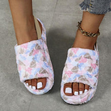 Load image into Gallery viewer, New Shallow Flats Slippers Warm Women Casual Winter Short Plush Home Cotton Fashion Dress Flip Flops Open Toe Slide Slippers Cozy Memory Foam House Shoes