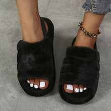 Load image into Gallery viewer, New Shallow Flats Slippers Warm Women Casual Winter Short Plush Home Cotton Fashion Dress Flip Flops Open Toe Slide Slippers Cozy Memory Foam House Shoes
