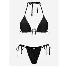 Load image into Gallery viewer, Bikini Swimsuit Solid Color Bikini Set Swimwear Bathing Suit Women Bikinis String Beach Women Two Piece Bikini Swimsuit Bathing Suits Halter Triangle Tops String Bikini Sets