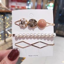 Load image into Gallery viewer, 3pcs/Set Fashion Hair Clips Women Girls Elegant Pearls Geometric Hairpin Sweet Hair Ornament Barrette Headband Hair Accessories For Women