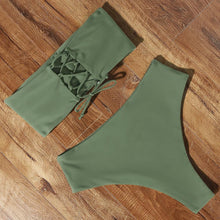 Load image into Gallery viewer, Top Swimsuit Push Up Bikini Set Women's Crop Top High Waist Swimsuit Sport High Cut Bikini Set Two Piece Bathing Suits High Waist Solid Bathing Suit Summer Swimwear Women Beachwear