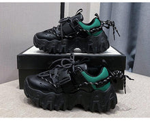 将图片加载到图库查看器,Casual Womens Blue Sneakers High Heels Platform Sports Shoes Autumn Thick Bottom Walking Breathable Vulcanized Shoes Luxury Tennis Sneakers Trainers Lace Up Fashion Design