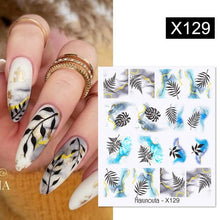 Load image into Gallery viewer, Black Lines Flower Leaves Water Decals Stickers Floral Face Marble Pattern Slider For Nails Summer Nail Art Decoration Summer Stickers on Nails Simple Summer Slider for Manicure Nail Art Watermark Manicure Decor