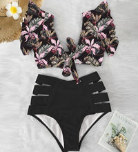 将图片加载到图库查看器,High Waist Bikini Ruffle Swimwear Women Print Swimsuit Push Up Bikinis Plus Size Bathing Suits Floral Beach Wear Bikini Swimsuits for Teen Girls