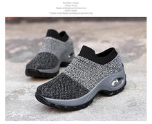 将图片加载到图库查看器,Women's Casual Chunky Sneakers Platform Walking Shoes Fashion Knited Casual Walking Shoes Sock Sneakers Slip On Mesh Air Cushion Comfortable Easy Shoes