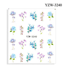 Load image into Gallery viewer, Autumn Simple Green Pink Pattern Water Nail Decal Sticker Flower Leaf Tree Winter Slider For Nail Art Manicuring Decoration Decals for Nail Art Decoration Including Hearts Stars Letters Bowknot Leaves Flowers Plants Fruits Butterflies