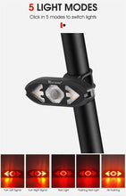 Load image into Gallery viewer, Smart Bike Light Wireless Remote Control Cycling Turning Signal Taillight USB Bicycle Rechargeable Rear Light LED Warning Lamp Bicycle Rear Light Safety Warning Bike Lights Brightest Bike Indicators Fit Saddle Rears