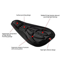 Load image into Gallery viewer, Comfortable Mountain Bike 3D Saddle Cover Thick Breathable Ultra Soft Bicycle Saddles Silicone Sponge Bike Seat Cushion Bicycle Exercise Bike Seat Pad Comfort Road Bicycle Seat Covers Spin Bike Cycling Seat Cushions Indoor Outdoor Saddle For Men