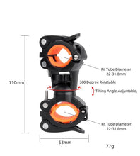 Load image into Gallery viewer, Bicycle Light Bracket Bike Lamp Holder LED Headlight Pump Stand Quick Release Mount 360 Degree Rotatable Universal Flashlight Mount Holder Mount Bicycle Mounting Bracket Flashlight Holder