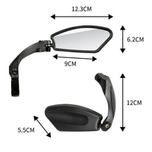 Load image into Gallery viewer, Bike Wide Range Back Sight Reflector Bike Mirror Bicycle Handlebar Rear View Mirror Bike Rear view Mirror Left With Light Reflector Safer No-Shock Bicycle Mirror Rearview Mirror Universal For Bike Bicycle