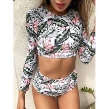 Load image into Gallery viewer, Surfing Swimsuit For Women Bikini Long Sleeve Swimwear Tiger Print Push Up Summer Bath Suit Two Piece Surfing Rash Guard Bikini Long Sleeve Swimsuit Set