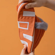 Load image into Gallery viewer, Women Winter Slippers Female Plush Thick Bottom Home Cotton Shoes Non-Slip Comfortable Indoors Flats Men's Plush Fleece Lined House Shoes Indoor Outdoor Anti-Skid Rubber Sole