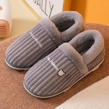 Load image into Gallery viewer, Women Winter Slippers Female Plush Thick Bottom Home Cotton Shoes Non-Slip Comfortable Indoors Flats Men's Plush Fleece Lined House Shoes Indoor Outdoor Anti-Skid Rubber Sole