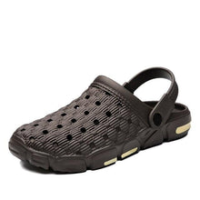 将图片加载到图库查看器,Men Sandals Summer Hole Shoes Rubber Tasteless Plastic Unisex Garden Shoes Black Beach Flat Men Sandals Non Slip Water Shoes Lightweight Home Slip On Walking Casual Holiday Shoes