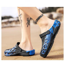 Load image into Gallery viewer, New Summer Shoes For Men Blue Clogs Painted Garden Shoes Breathable Beach Flat Sandals Garden Clogs Classic Mules Anti-Skid Rubber Sole Slip On Summer Clogs