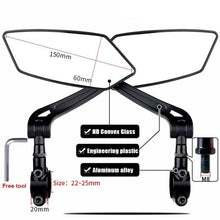 Load image into Gallery viewer, Smart Bicycle Stylish Handlebar Design Reflector Rear View Mirror Mountain Bike Electrical Bike Scooter HD Wide-Range Adjustable Angles Mirror Wide Range Back Reflector Vision Adjustable Left Right Mirrors For Road Electric Bike