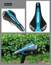 Load image into Gallery viewer, New Bicycle Saddle Ergonomic Road Bike Perforated Seat Foam Cushioned PU Leather Texture Steel Rail Cycle Accessories Mountain Bike Seat Comfortable Memory Foam Bicycle Seats For Mens